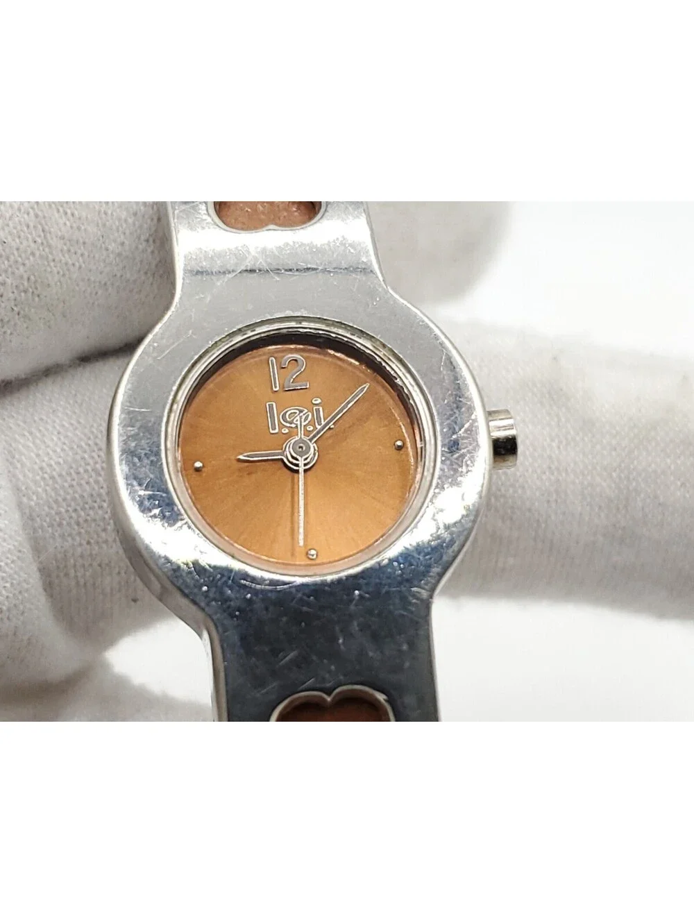 Lei Heart Band Quartz Womens Watch New Battery Silver Tone/Brown 20mm